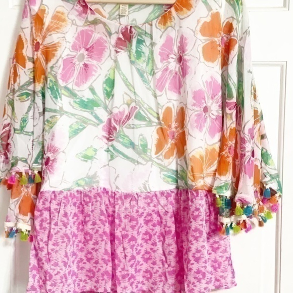 Cupio Blush Tassel Floral Shirt